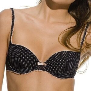 Elle Macpherson Polka Dot Black Bra with Cream Accents Underwire 34D